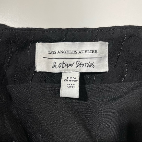 & Other Stories Houndstooth Textured Jacquard Flare Mini Skirt Black Size 4 - Picture 13 of 16